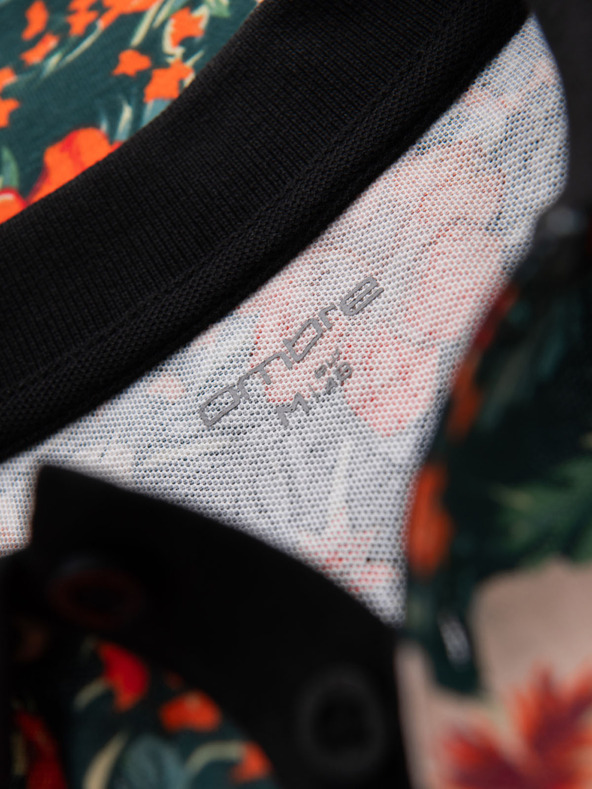 Ombre Clothing Pamučna polo majica s cvjetnim printom - crna