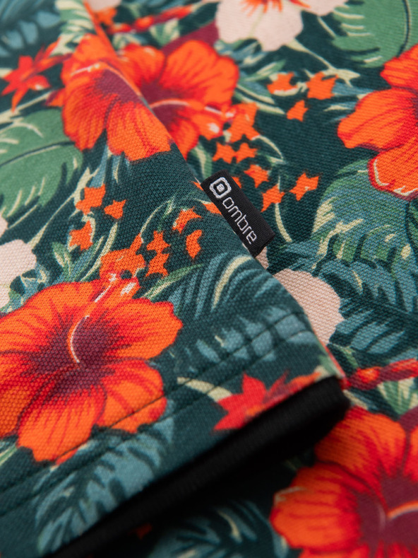 Ombre Clothing Pamučna polo majica s cvjetnim printom - crna