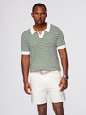 Ombre Clothing Muška pletena polo majica bez gumba u marine prugama - bijela i maslinasto zelena