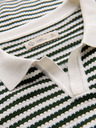 Ombre Clothing Muška pletena polo majica bez gumba u marine prugama - bijela i maslinasto zelena