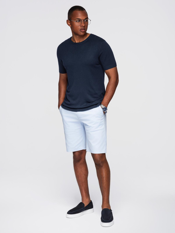 Ombre Clothing Muška klasična pletena rebrasta košulja - tamno plava