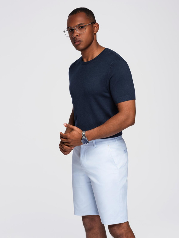 Ombre Clothing Muška klasična pletena rebrasta košulja - tamno plava