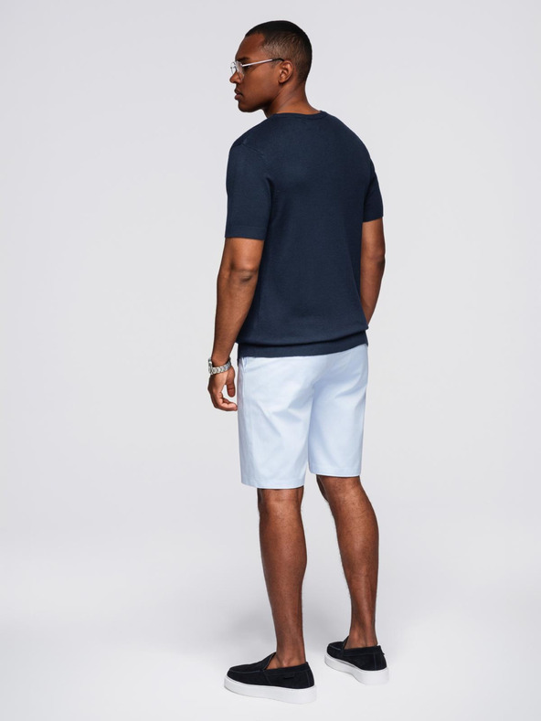 Ombre Clothing Muška klasična pletena rebrasta košulja - tamno plava