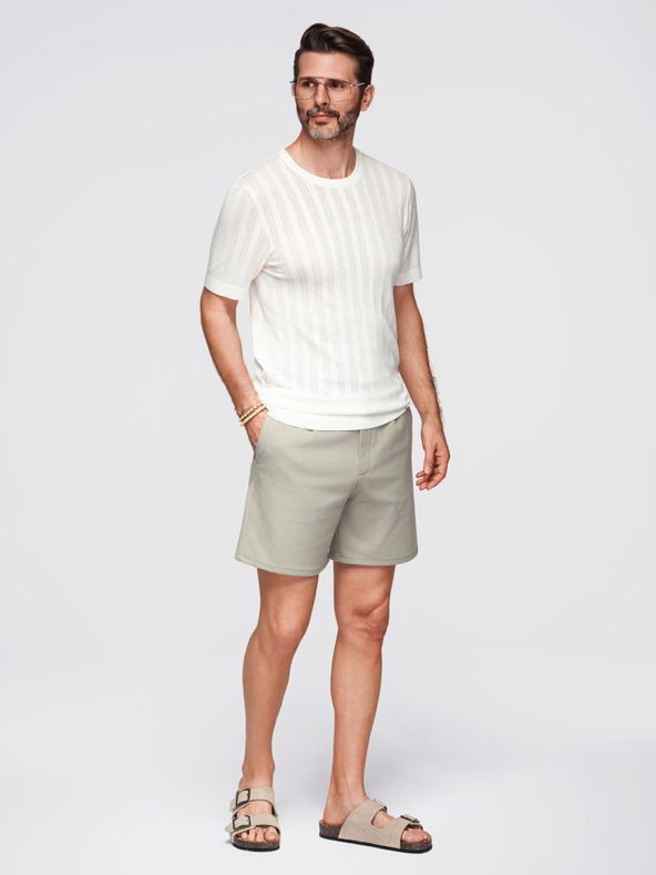 Ombre Clothing Muški džemper s okruglim izrezom i kratkim rukavima - bijeli