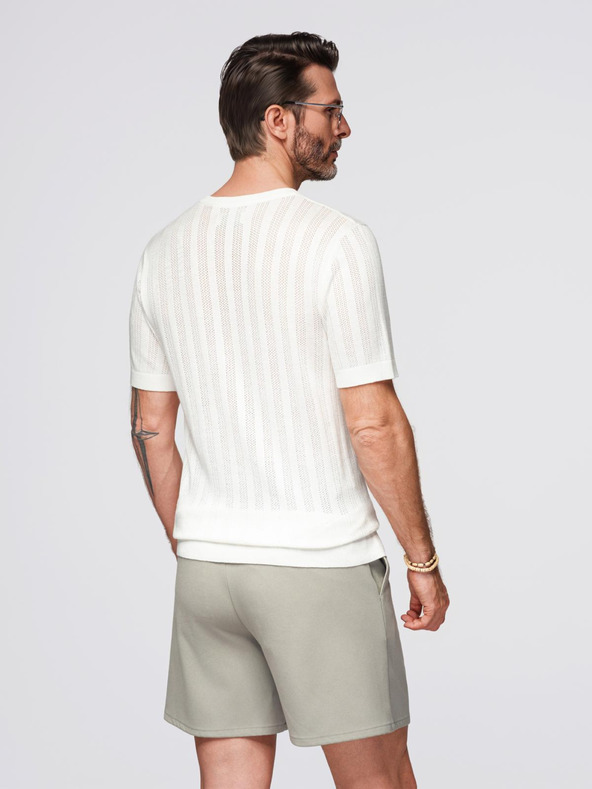 Ombre Clothing Muški džemper s okruglim izrezom i kratkim rukavima - bijeli