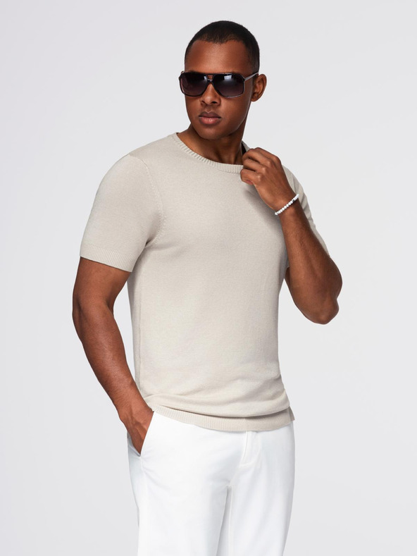 Ombre Clothing Muška klasična pletena košulja s rebrasto završenim manžetama - svijetlo siva