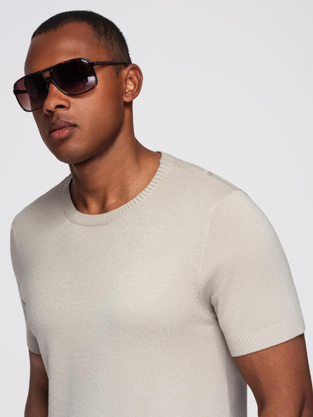 Ombre Clothing Muška klasična pletena košulja s rebrasto završenim manžetama - svijetlo siva