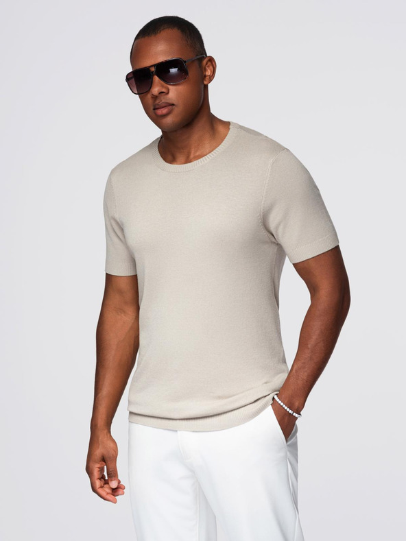 Ombre Clothing Muška klasična pletena košulja s rebrasto završenim manžetama - svijetlo siva