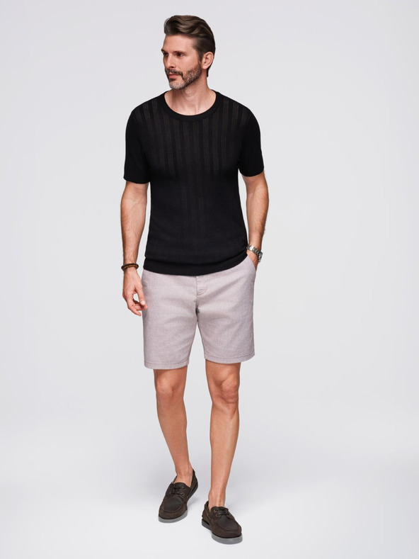 Ombre Clothing Muški džemper s okruglim izrezom i kratkim rukavima - crni