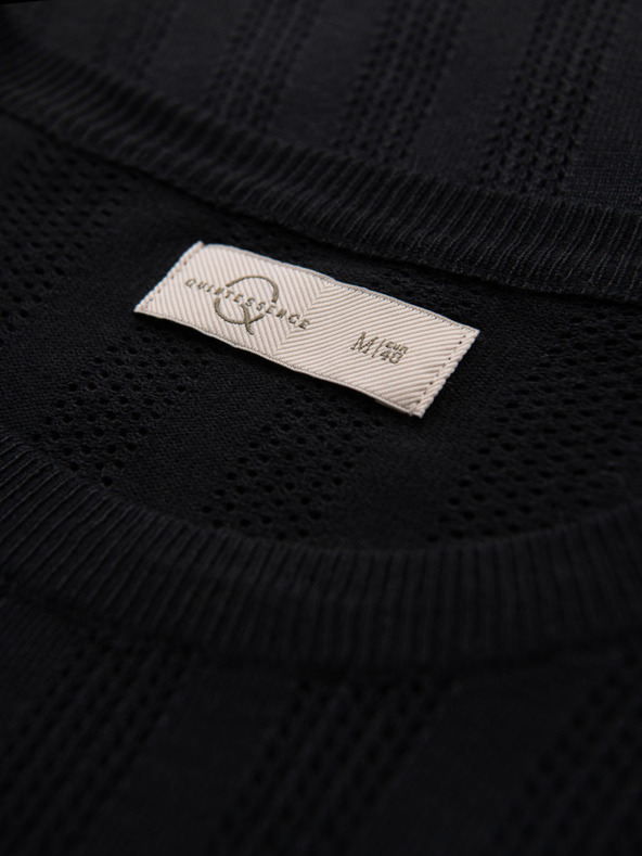 Ombre Clothing Muški džemper s okruglim izrezom i kratkim rukavima - crni