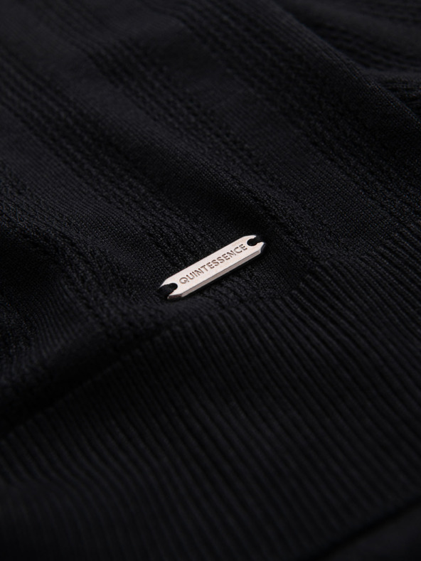 Ombre Clothing Muški džemper s okruglim izrezom i kratkim rukavima - crni