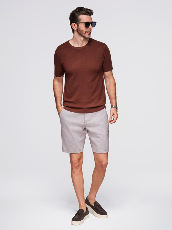 Ombre Clothing Muška klasična pletena košulja s rebrasto završenim manžetama - toplo smeđa