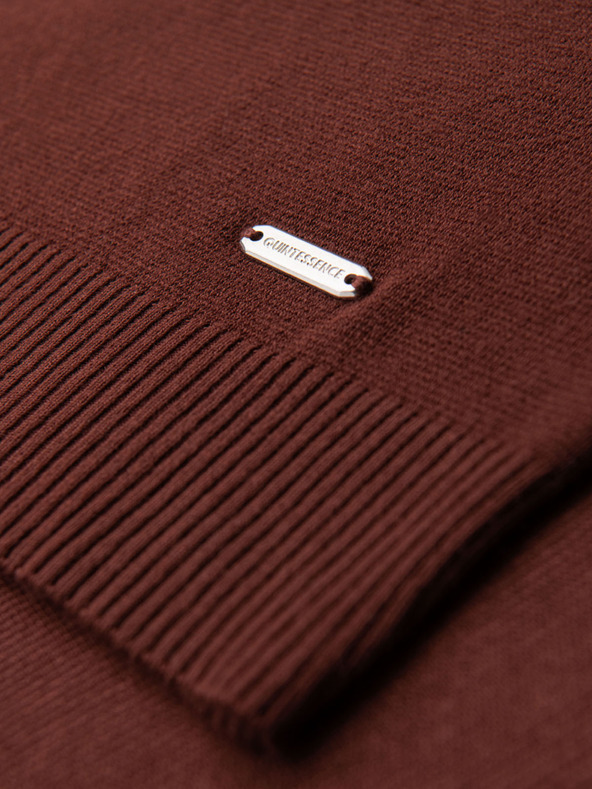 Ombre Clothing Muška klasična pletena košulja s rebrasto završenim manžetama - toplo smeđa