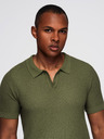 Ombre Clothing Muška pletena polo majica bez gumba - maslinasta