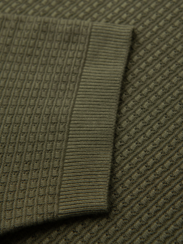 Ombre Clothing Muška pletena polo majica bez gumba - maslinasta