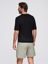 Ombre Clothing Muška polo majica s otvorenim ovratnikom bez gumba - crna