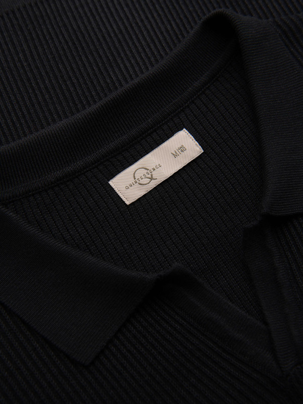 Ombre Clothing Muška polo majica s otvorenim ovratnikom bez gumba - crna