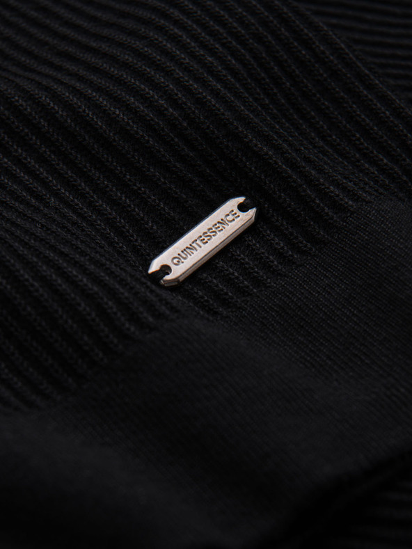 Ombre Clothing Muška polo majica s otvorenim ovratnikom bez gumba - crna