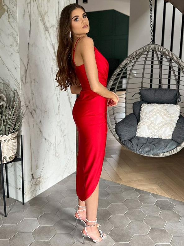 Edoti Midi haljine s prorezom KENDALL crvene