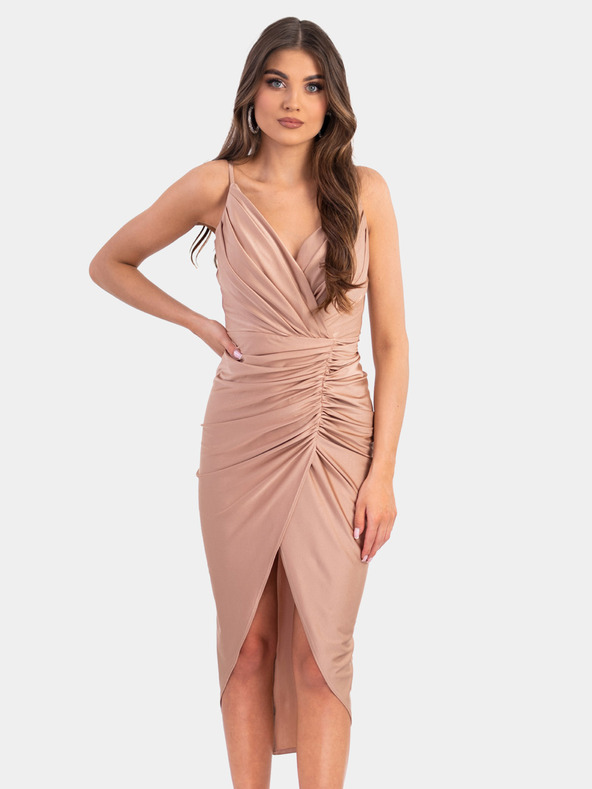 Edoti Midi haljine s prorezom KENDALL bež