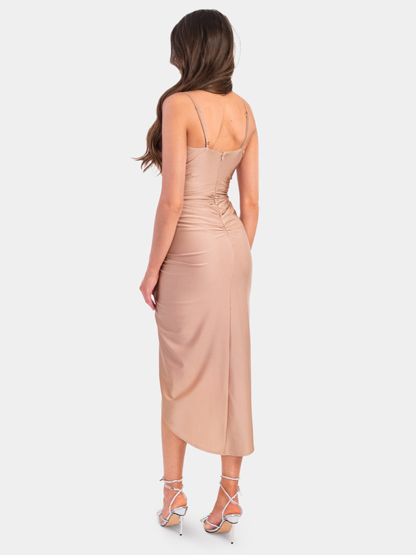 Edoti Midi haljine s prorezom KENDALL bež