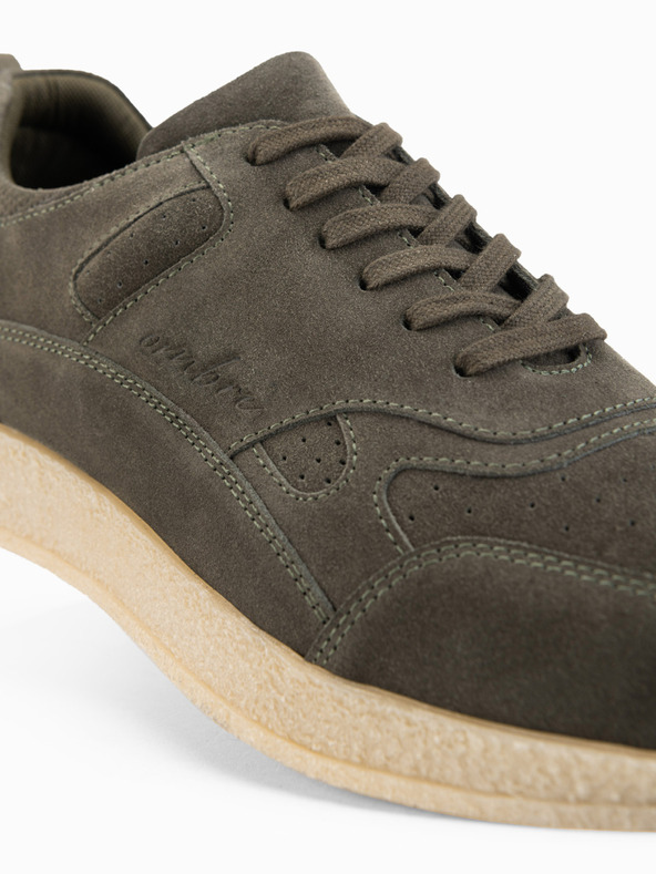 Ombre Clothing Lagane muške semiš tenisice u sportskom stilu - maslinaste