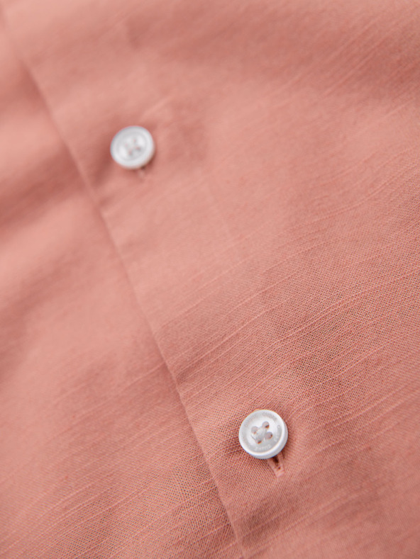 Ombre Clothing Muška platnena košulja s uspravnim ovratnikom i džepom REGULAR FIT - ružičasta