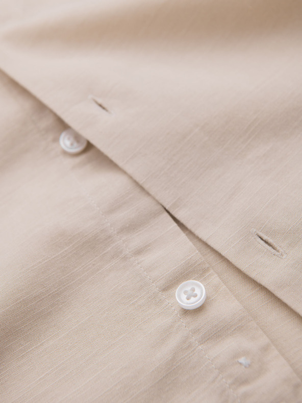 Ombre Clothing Muška platnena košulja s uspravnim ovratnikom i džepom REGULAR FIT - krem