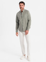 Ombre Clothing Muška platnena košulja s uspravnim ovratnikom i džepom REGULAR FIT - khaki