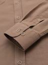 Ombre Clothing Muška lanena košulja s klasičnim ovratnikom i džepovima REGULAR FIT - svijetlo smeđa