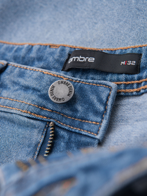 Ombre Clothing Muške traper kratke hlačice klasičnog kroja - svijetlo plave