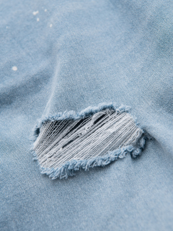 Ombre Clothing Muške traper kratke hlačice s pocjepnim nogavicama - svijetlo plave