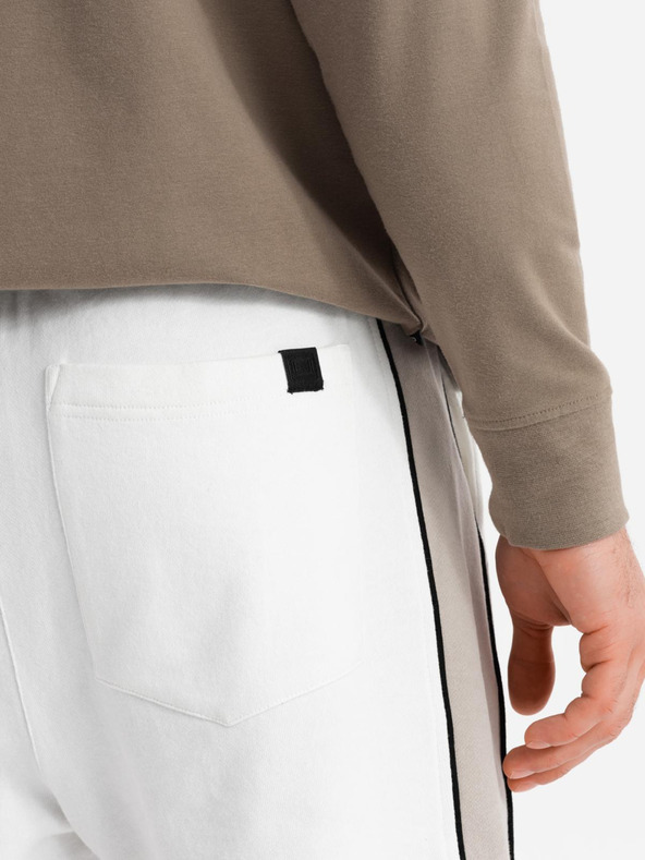 Ombre Clothing Muške kratke tajice hlačice sa širokim prugama - bijele