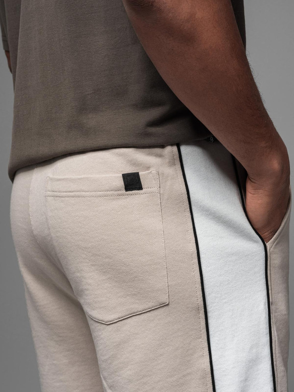 Ombre Clothing Muške kratke tajice hlačice sa širokim prugama - bež