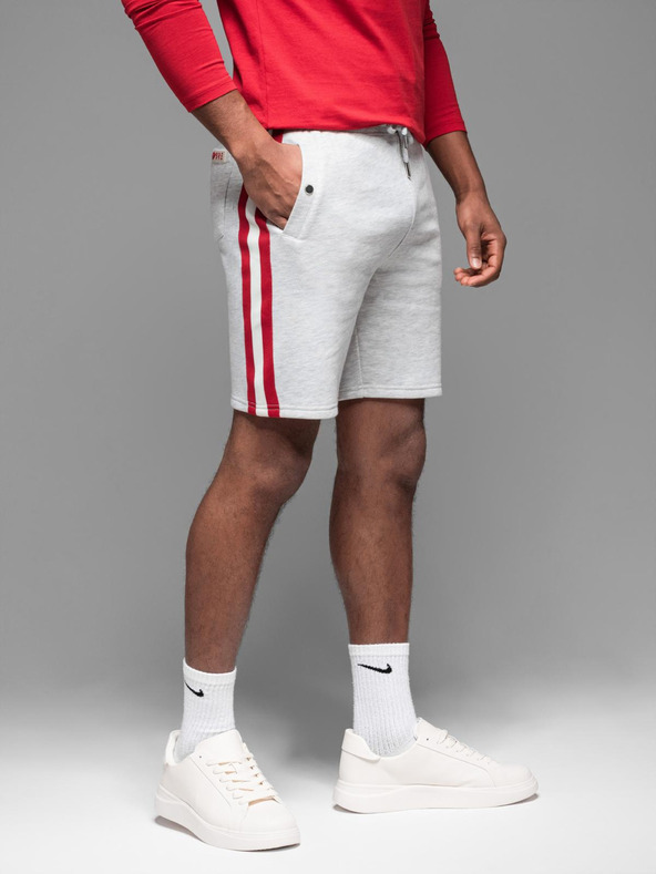 Ombre Clothing Muške tajice kratke hlačice s rubom i rebrasto pojasem - sivi melange