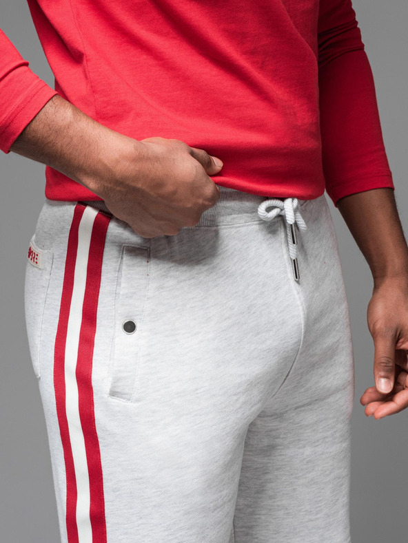 Ombre Clothing Muške tajice kratke hlačice s rubom i rebrasto pojasem - sivi melange