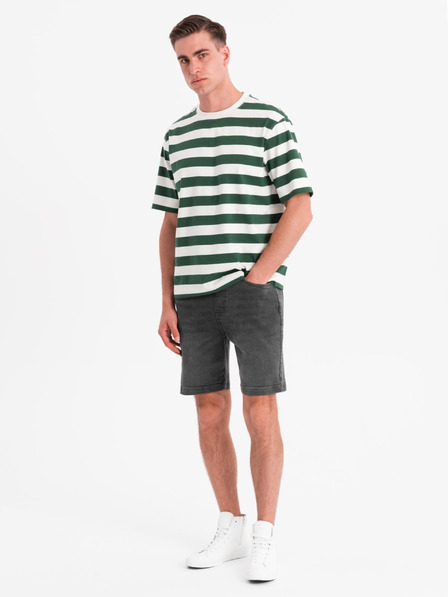 Ombre Clothing Muške kratke hlačice s elastičnim pojasom i efektom pranja - sive