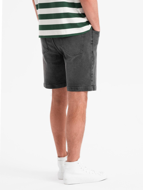 Ombre Clothing Muške kratke hlačice s elastičnim pojasom i efektom pranja - sive