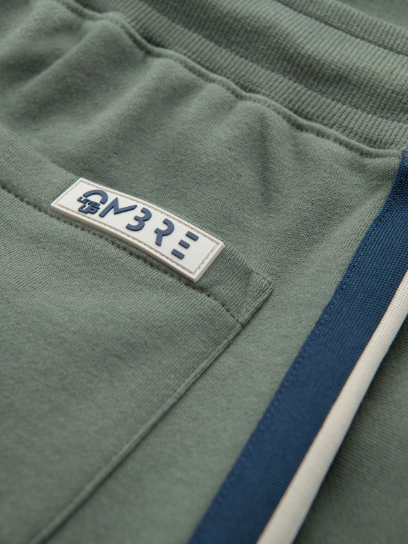 Ombre Clothing Muške tajice kratke hlačice s rubom i rebrasto pojasem - maslinaste