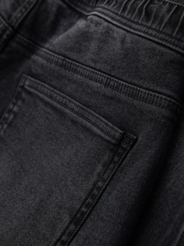 Ombre Clothing Muške kratke hlačice s elastičnim pojasom i efektom pranja - crne