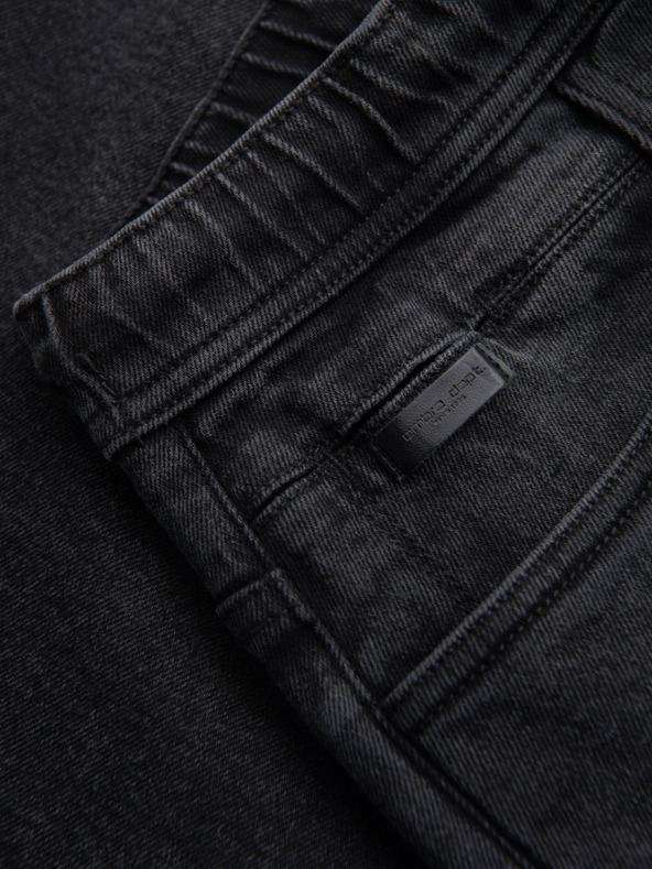 Ombre Clothing Muške kratke hlačice s elastičnim pojasom i efektom pranja - crne