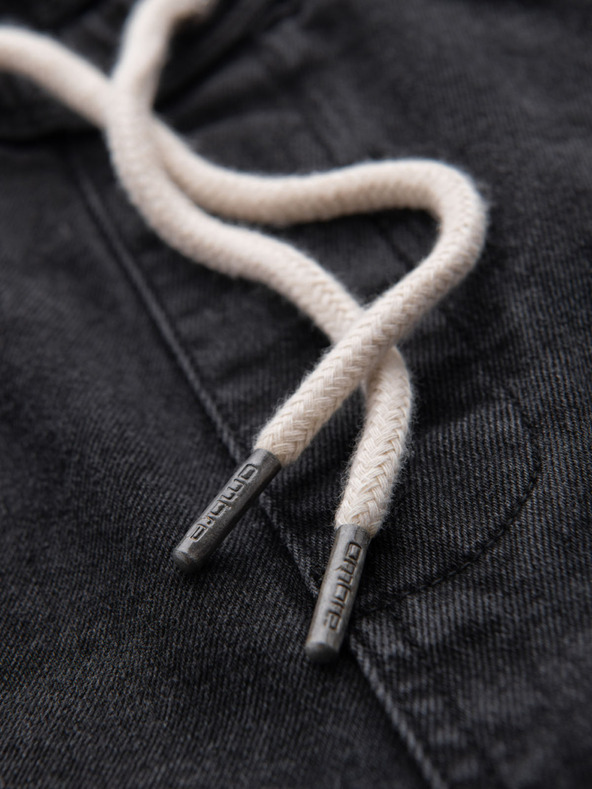 Ombre Clothing Muške kratke hlačice s elastičnim pojasom i efektom pranja - crne