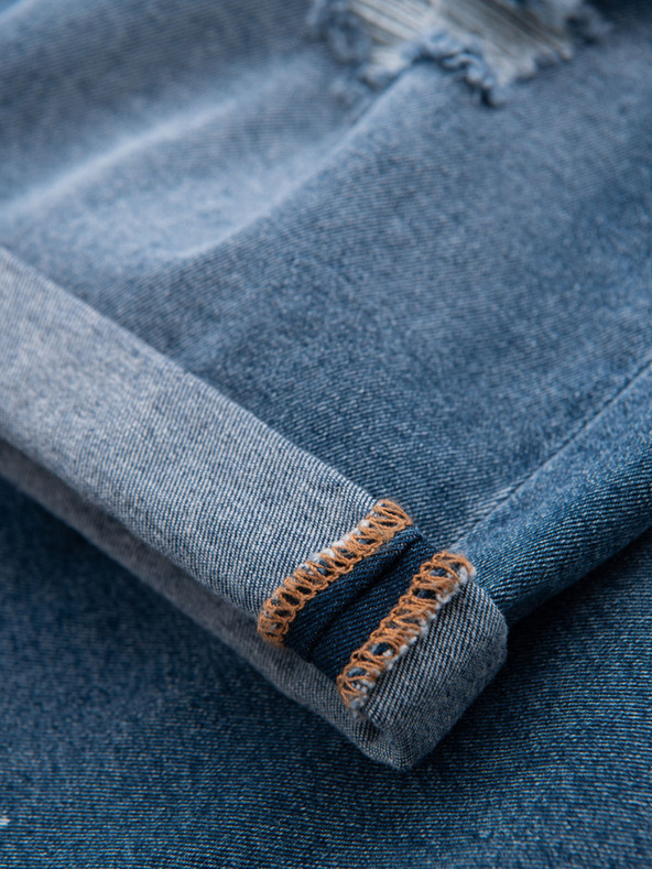 Ombre Clothing Muške kratke traper hlačice s pocjepnim nogavicama - plave