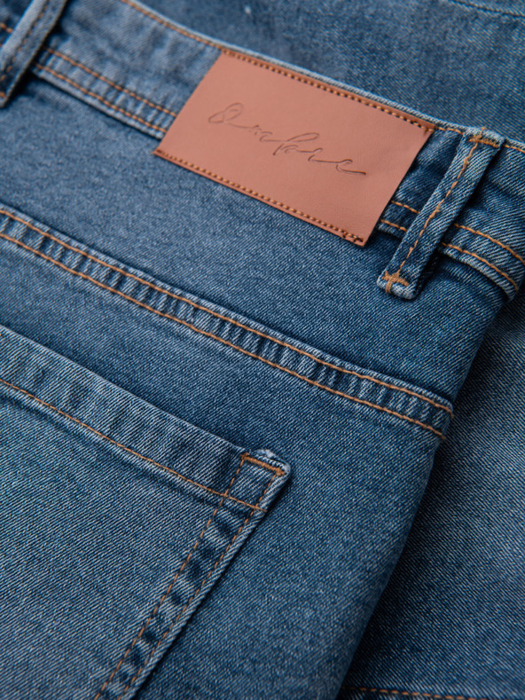 Ombre Clothing Muške kratke traper hlačice s pocjepnim nogavicama - plave