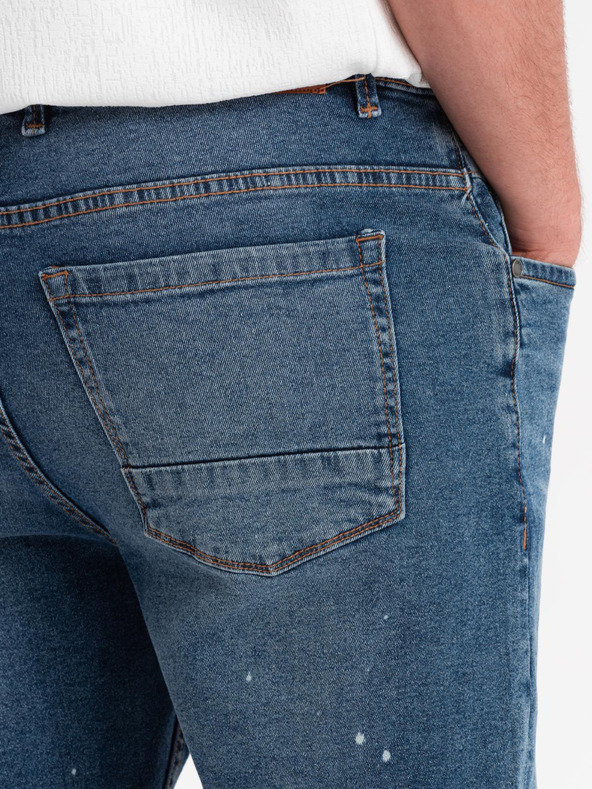 Ombre Clothing Muške kratke traper hlačice s pocjepnim nogavicama - plave