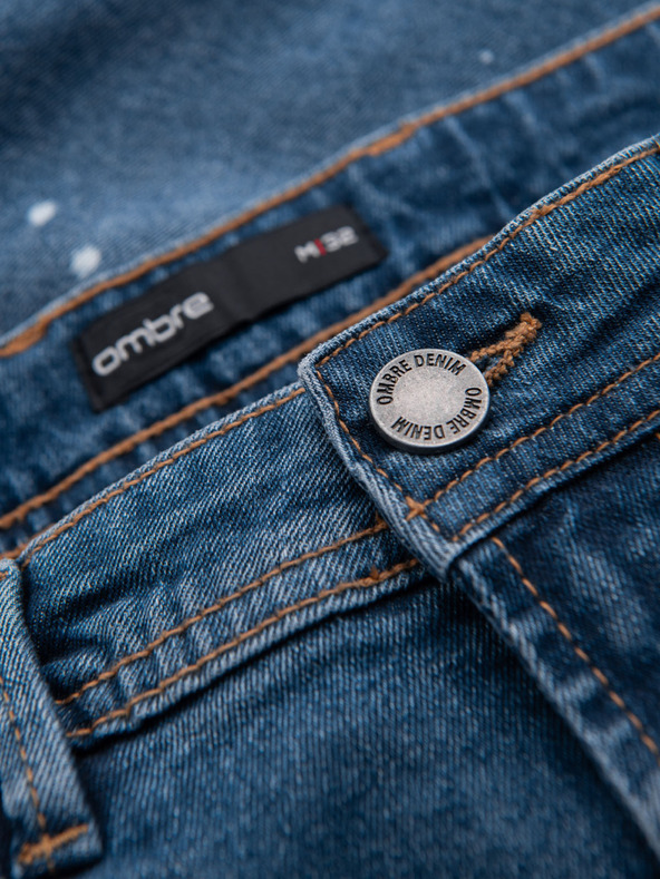 Ombre Clothing Muške kratke traper hlačice s pocjepnim nogavicama - plave