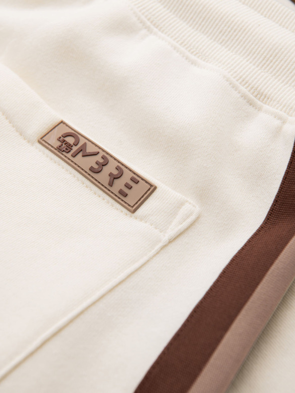 Ombre Clothing Muške tajice kratke hlačice s rubom i rebrasto pojasem - krem