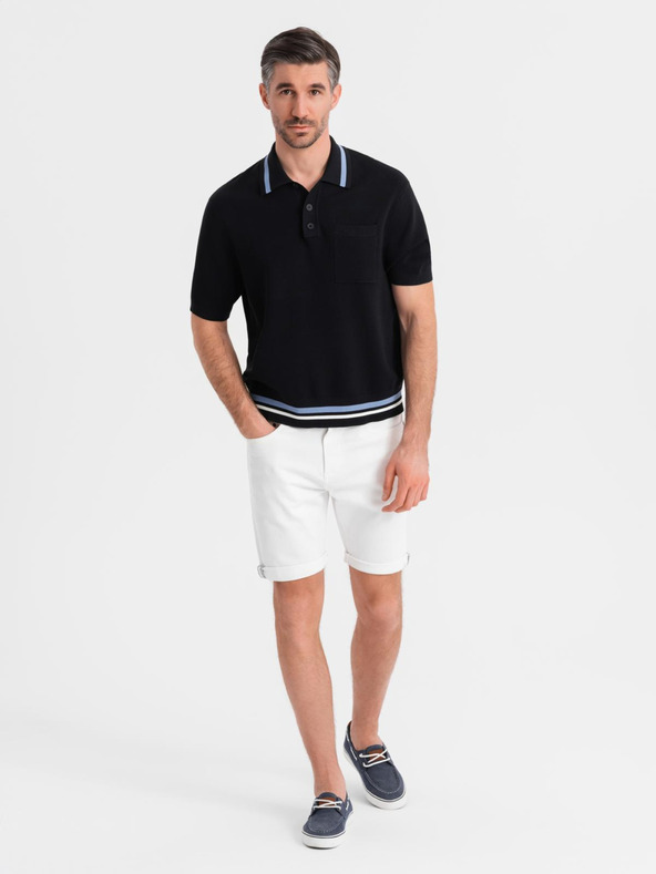 Ombre Clothing Muške traper kratke hlačice sa prošivenim rubom - bijele