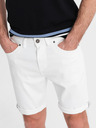Ombre Clothing Muške traper kratke hlačice sa prošivenim rubom - bijele