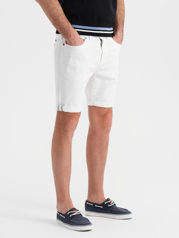 Ombre Clothing Muške traper kratke hlačice sa prošivenim rubom - bijele